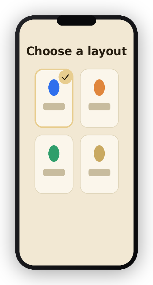 Selecting a card layout